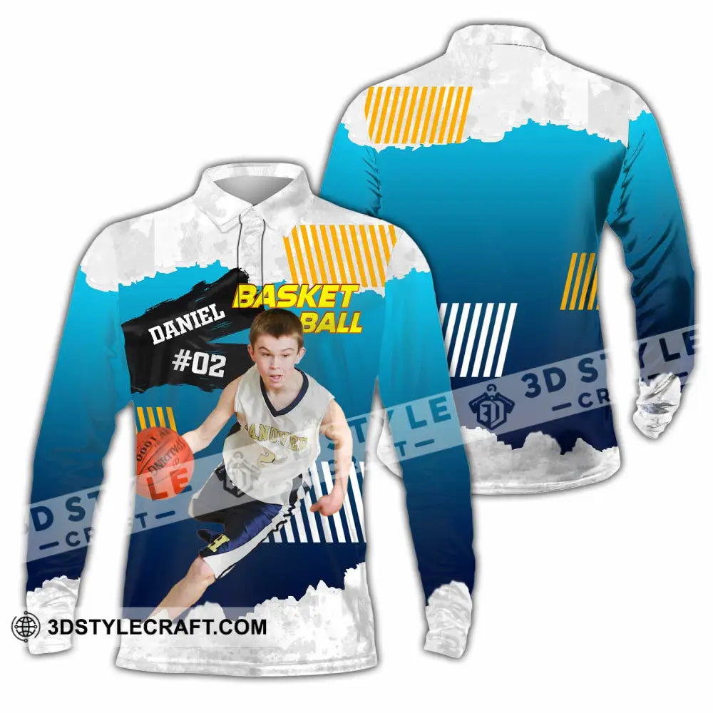 Unisex Shirt - Custom Text Shirt Basketball Shirt Long Sleeve Polo / S T-shirt