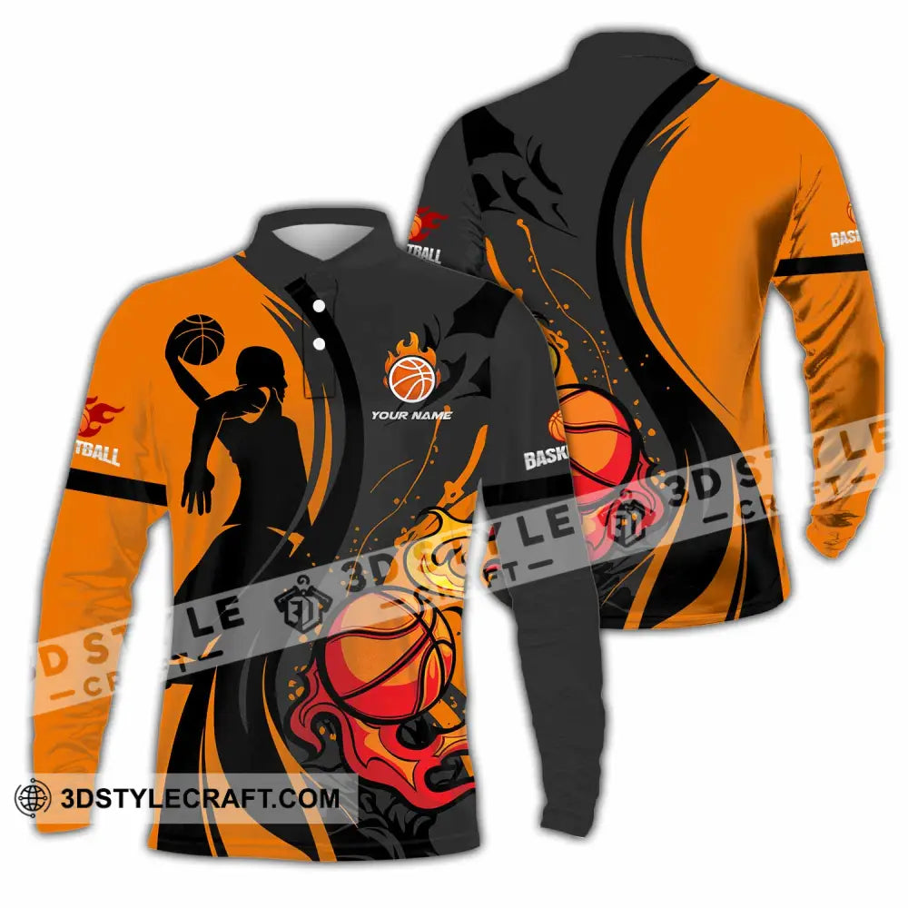 Unisex Shirt - Custom Text Shirt Basketball Shirt Long Sleeve Polo / S T-shirt