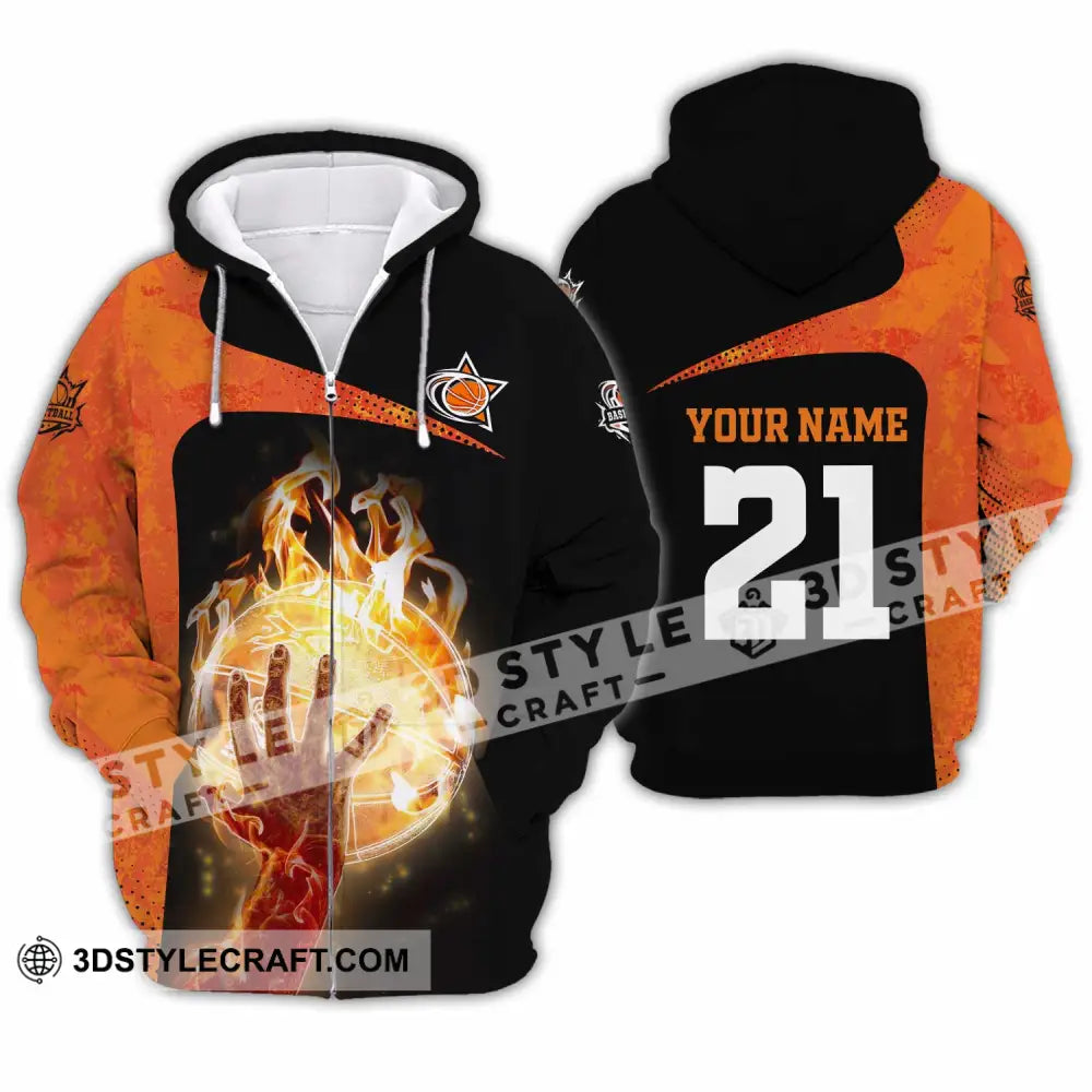 Unisex Shirt - Custom Text Shirt Basketball Zipper Hoodie / S T-shirt
