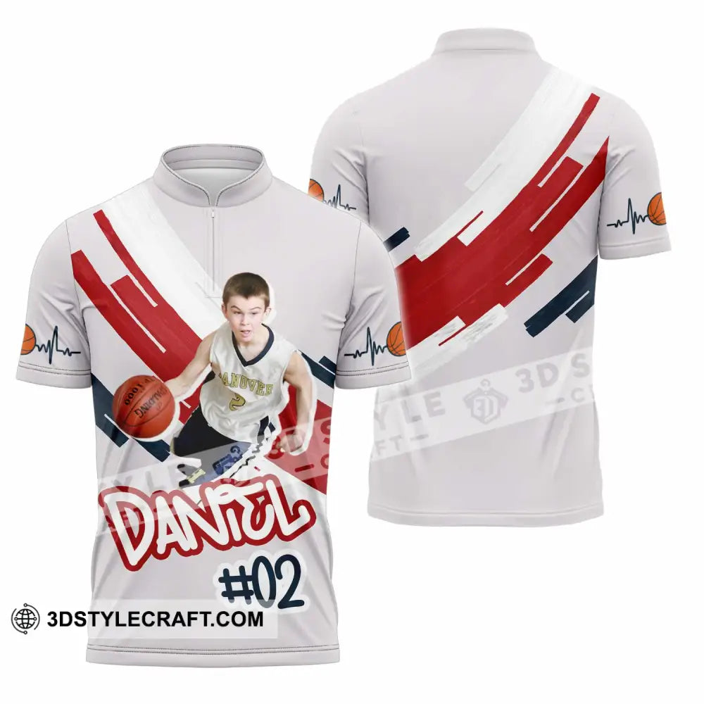 Unisex Shirt - Custom Text Shirt Basketball Shirt Zipper Polo Shirt / S T-shirt