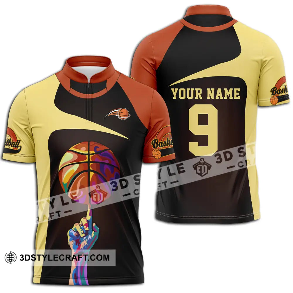 Unisex Shirt - Custom Text Shirt Basketball Shirt Zipper Polo Shirt / S T-shirt