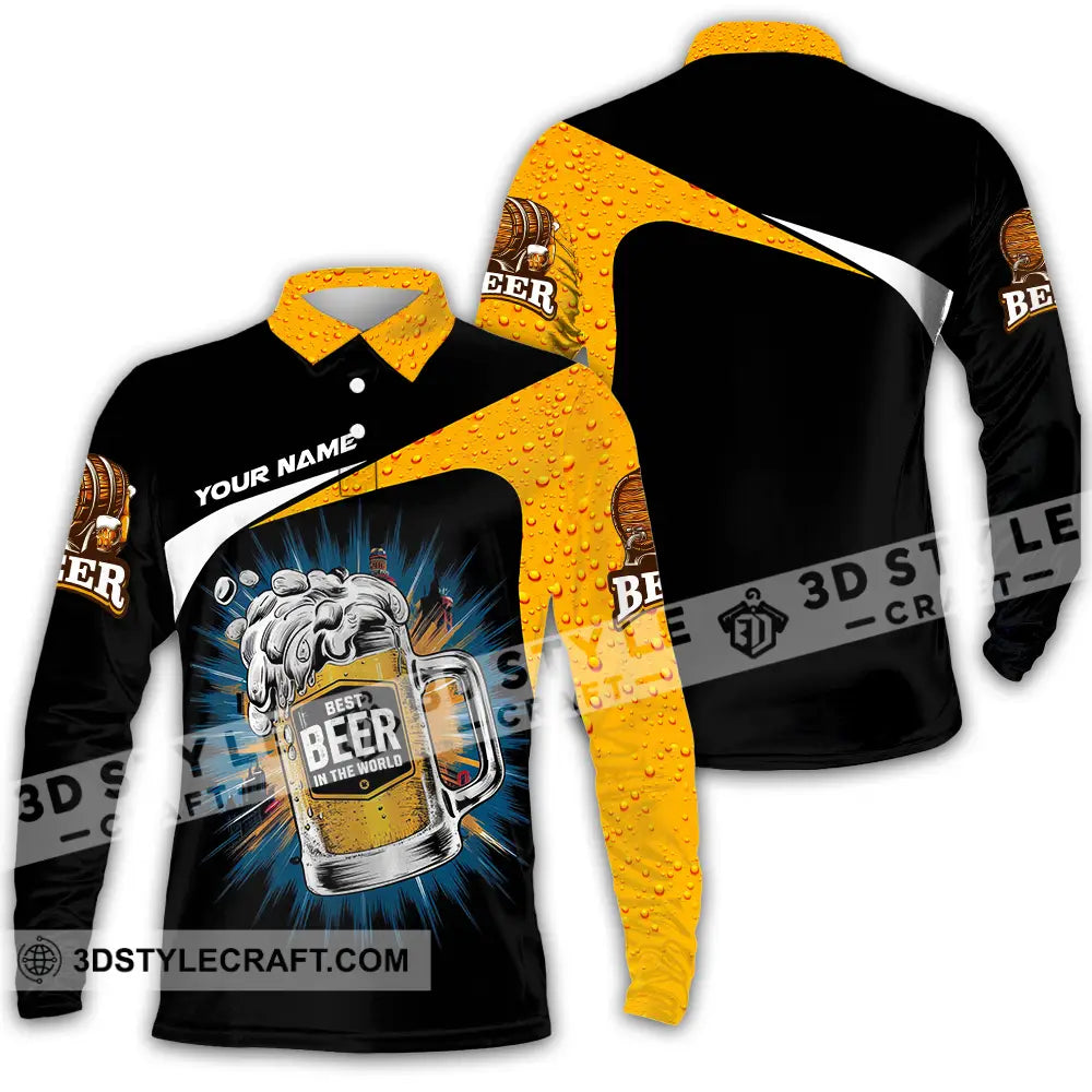 Unisex Shirt - Custom Text Shirt Best Beer In The World Long Sleeve Polo / S T-shirt