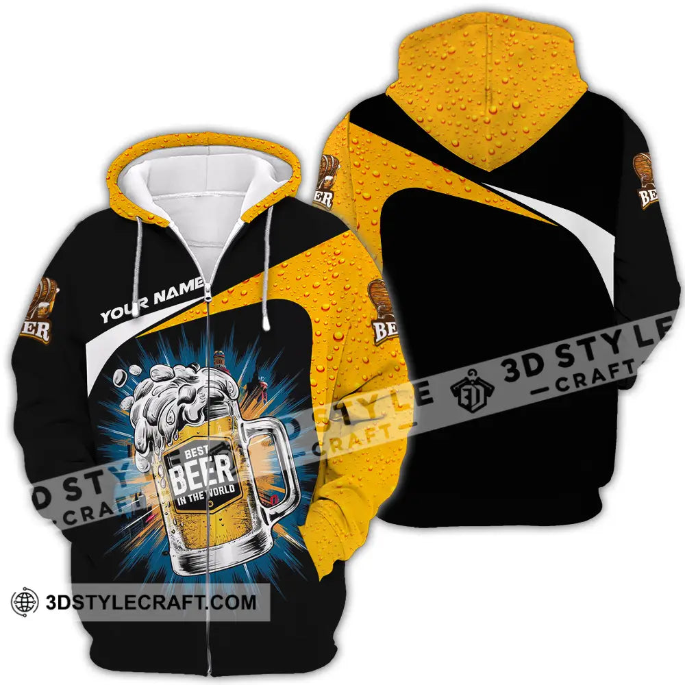 Unisex Shirt - Custom Text Shirt Best Beer In The World Zipper Hoodie / S T-shirt