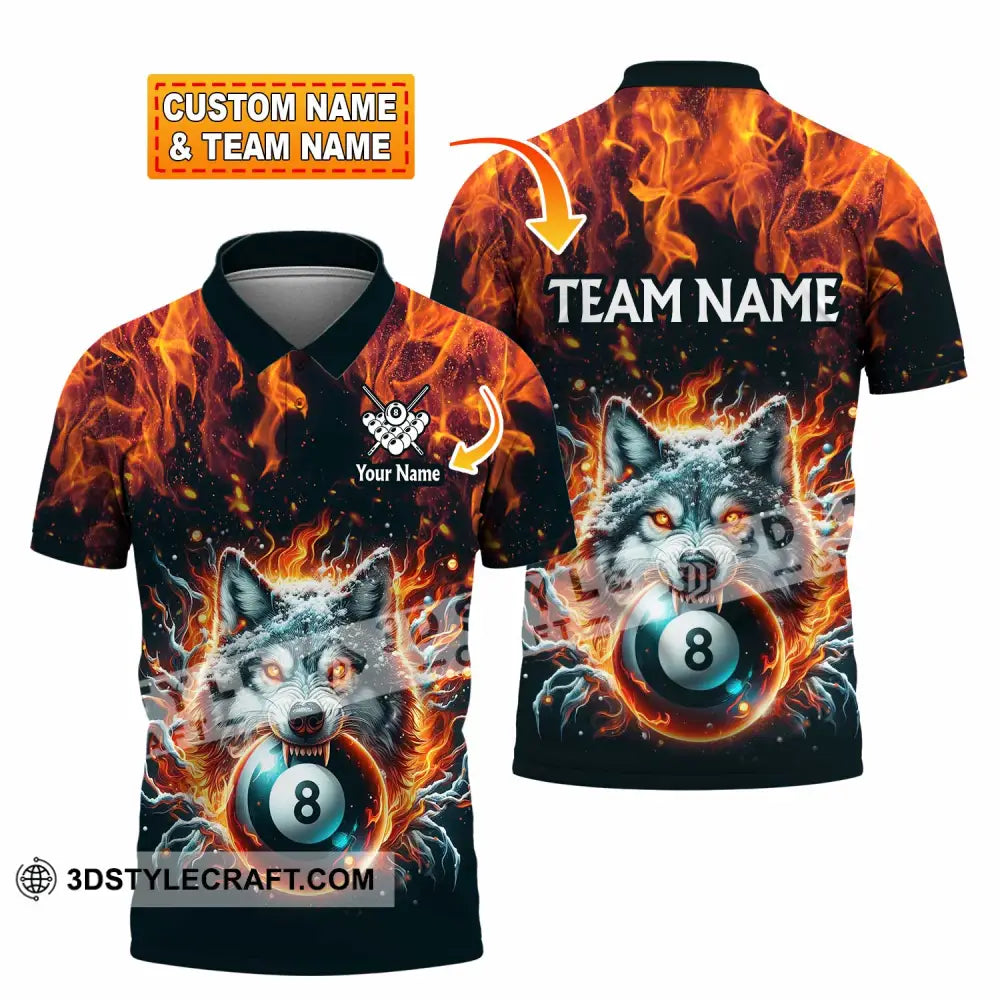 Unisex Shirt - Custom Text Shirt Billiard Wolf Shirt T-shirt