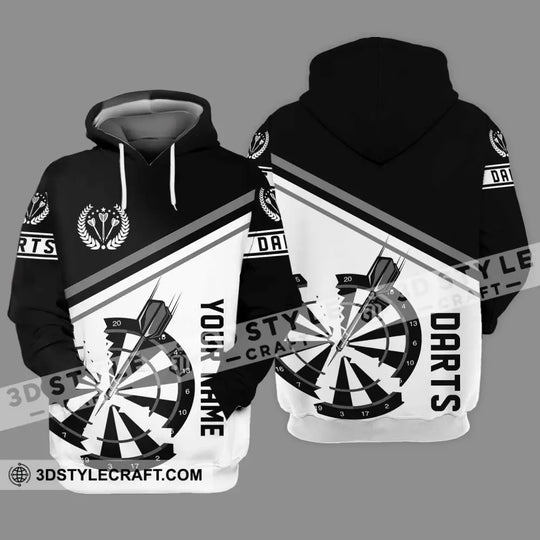 Unisex Shirt - Custom Text Black And White Darts Sport Shirt style option 3