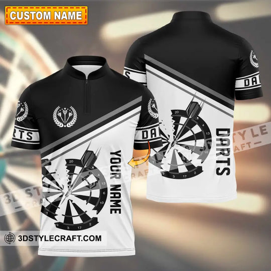 Unisex Shirt - Custom Text Black And White Darts Sport Shirt style option 1