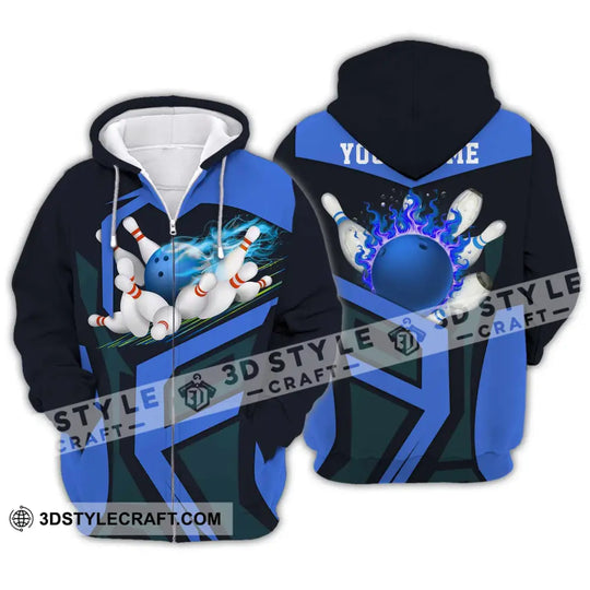 Unisex Shirt - Custom Text Blue Bowling Player Sport Shirt style option 2