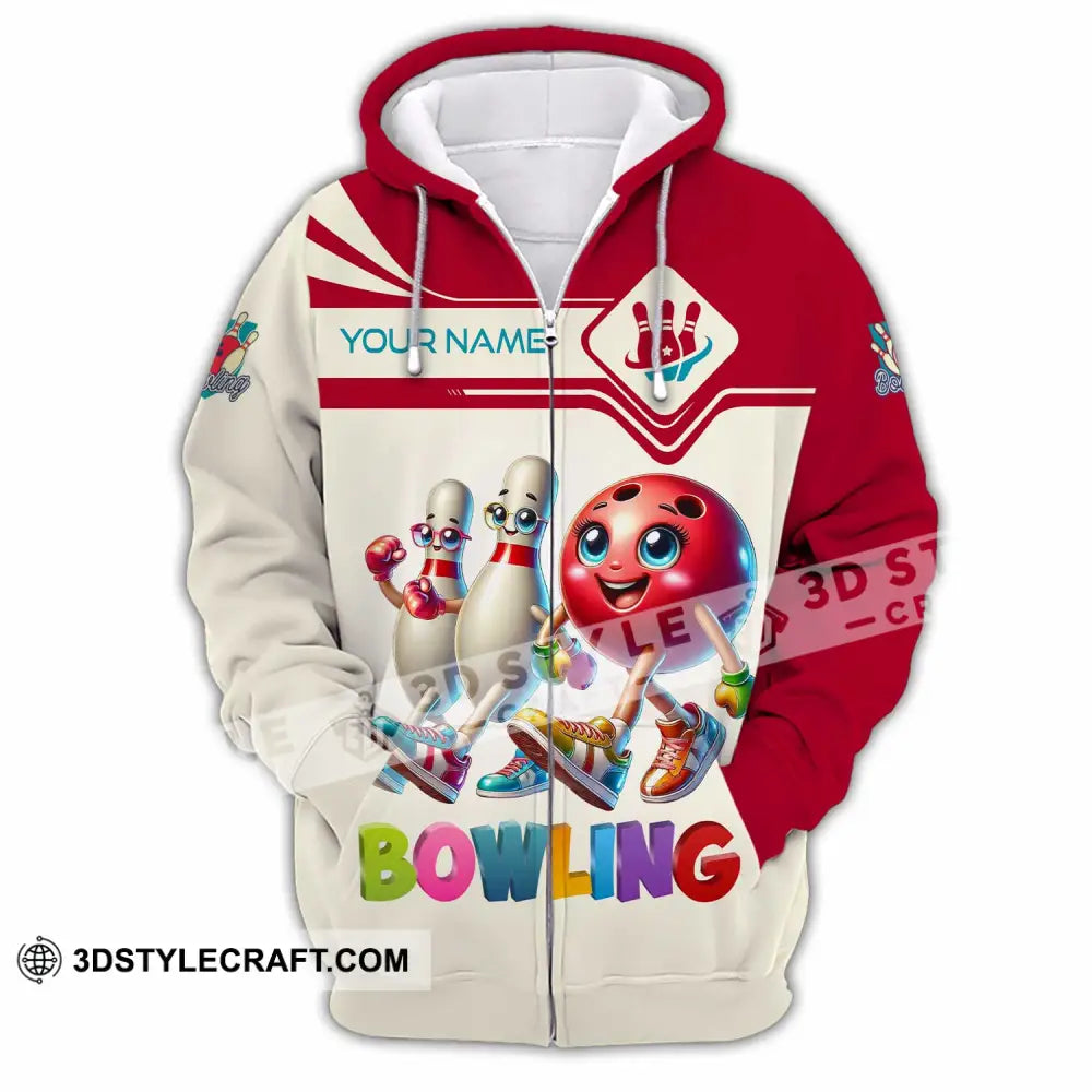 Unisex Shirt - Custom Text Shirt Bowling Cute Shirt Zipper Hoodie / S T-shirt