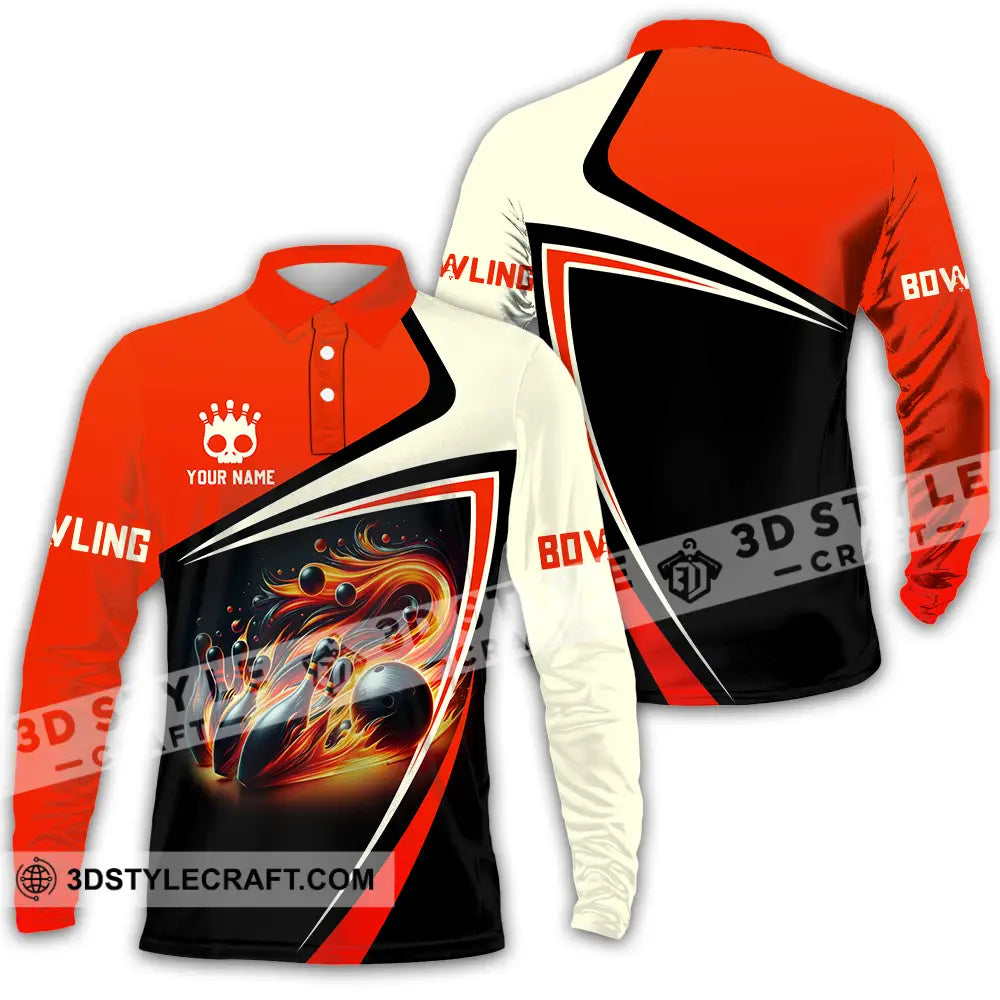 Unisex Shirt - Custom Text Shirt Bowling Shirt Long Sleeve Polo / S T-shirt