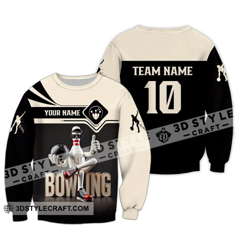Unisex Shirt - Custom Text Bowling Long Sleeve / S T-Shirt