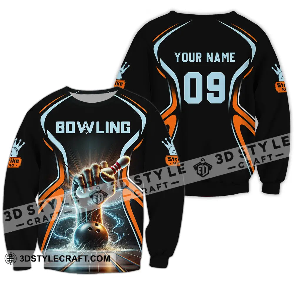 Unisex Shirt - Custom Text Bowling Long Sleeve / S T-Shirt