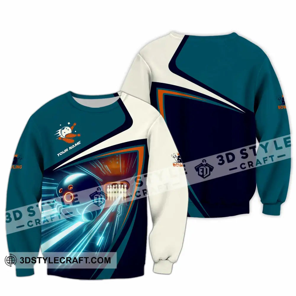 Unisex Shirt - Custom Text Bowling Player Long Sleeve / S T-Shirt