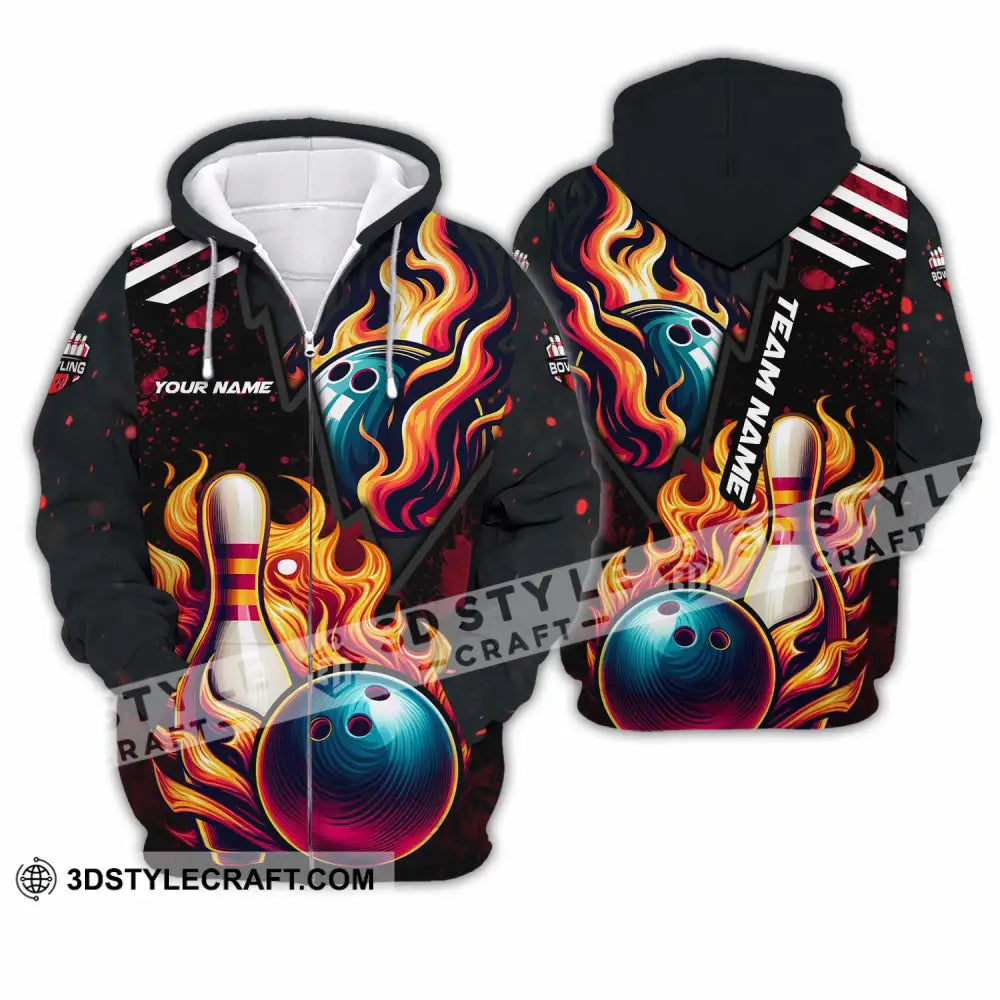 Unisex Shirt - Custom Text Shirt Bowling Shirt Zipper Hoodie / S T-shirt