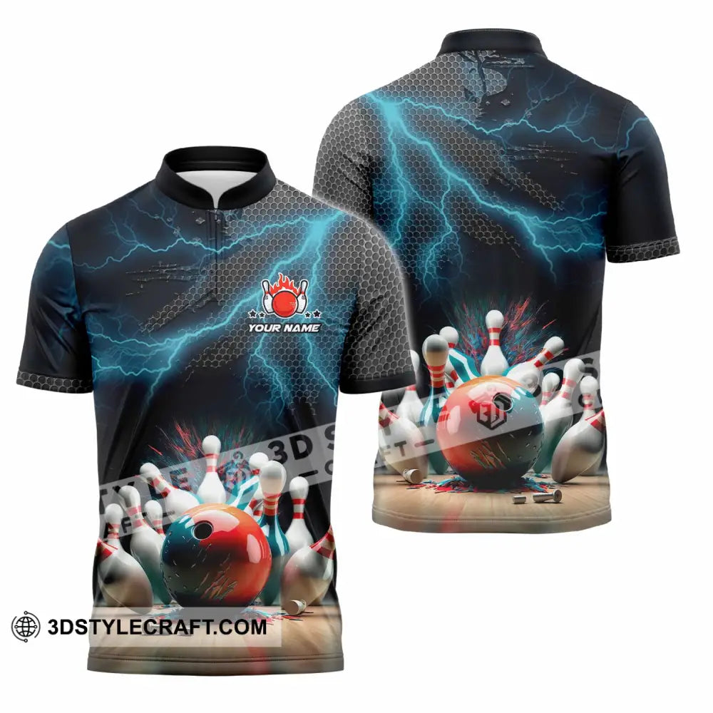 Unisex Shirt - Custom Text Shirt Bowling Shirt Zipper Polo Shirt / S T-shirt