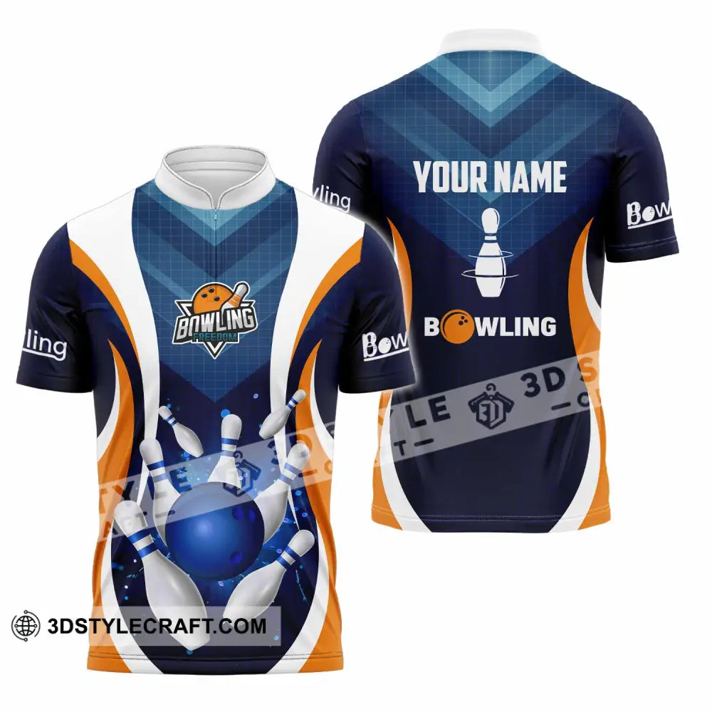 Unisex Shirt - Custom Text Shirt Bowling Shirt Zipper Polo Shirt / S T-shirt