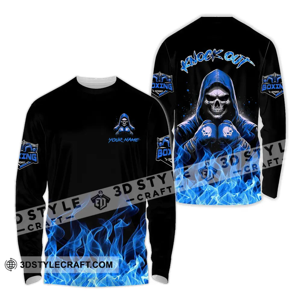 Unisex Shirt - Custom Text Shirt Boxing Knock Out Shirt Long Sleeve Shirt / S T-shirt