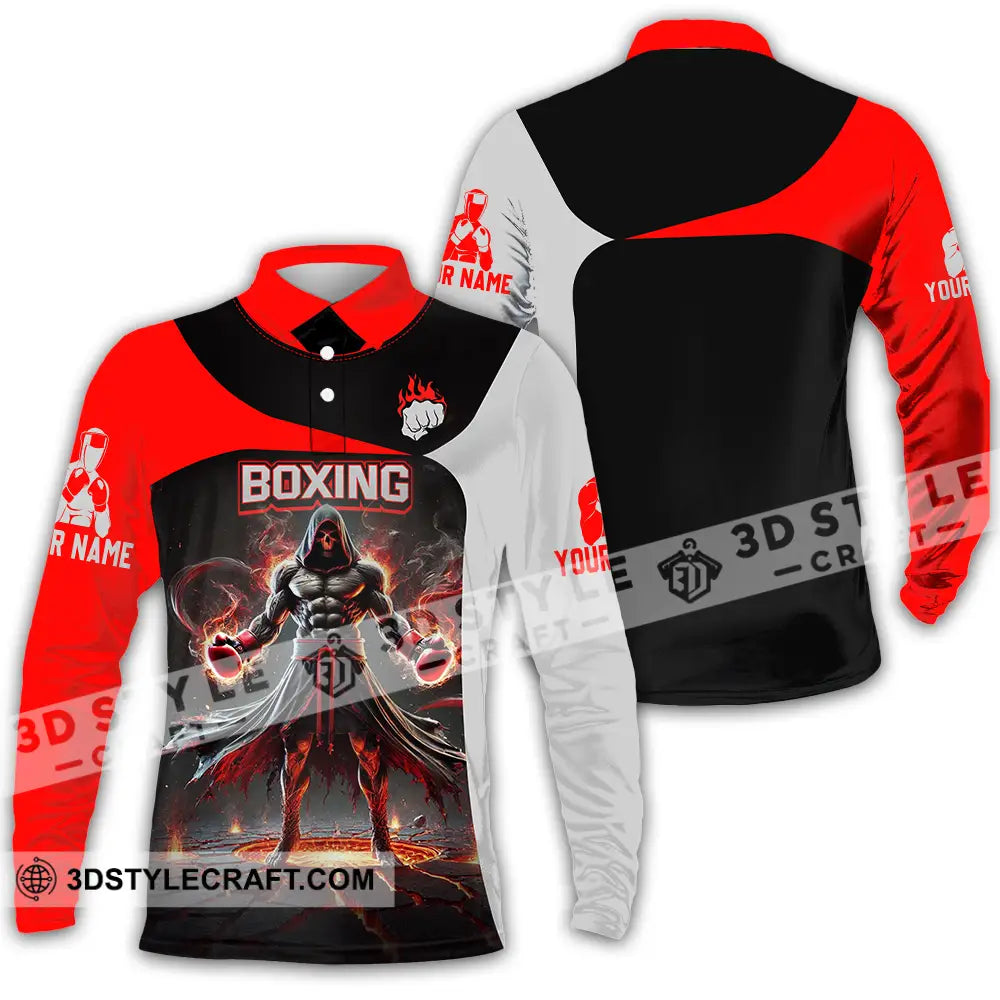 Unisex Shirt - Custom Text Boxing Long Sleeve Polo / S T-Shirt