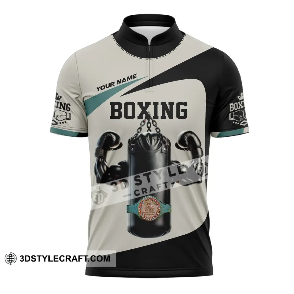 Unisex Shirt - Custom Text Boxing Zipper Polo / S T-Shirt