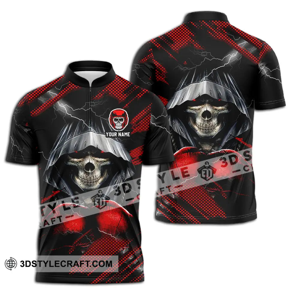 Unisex Shirt - Custom Text Shirt Boxing Shirt Zipper Polo Shirt / S T-shirt