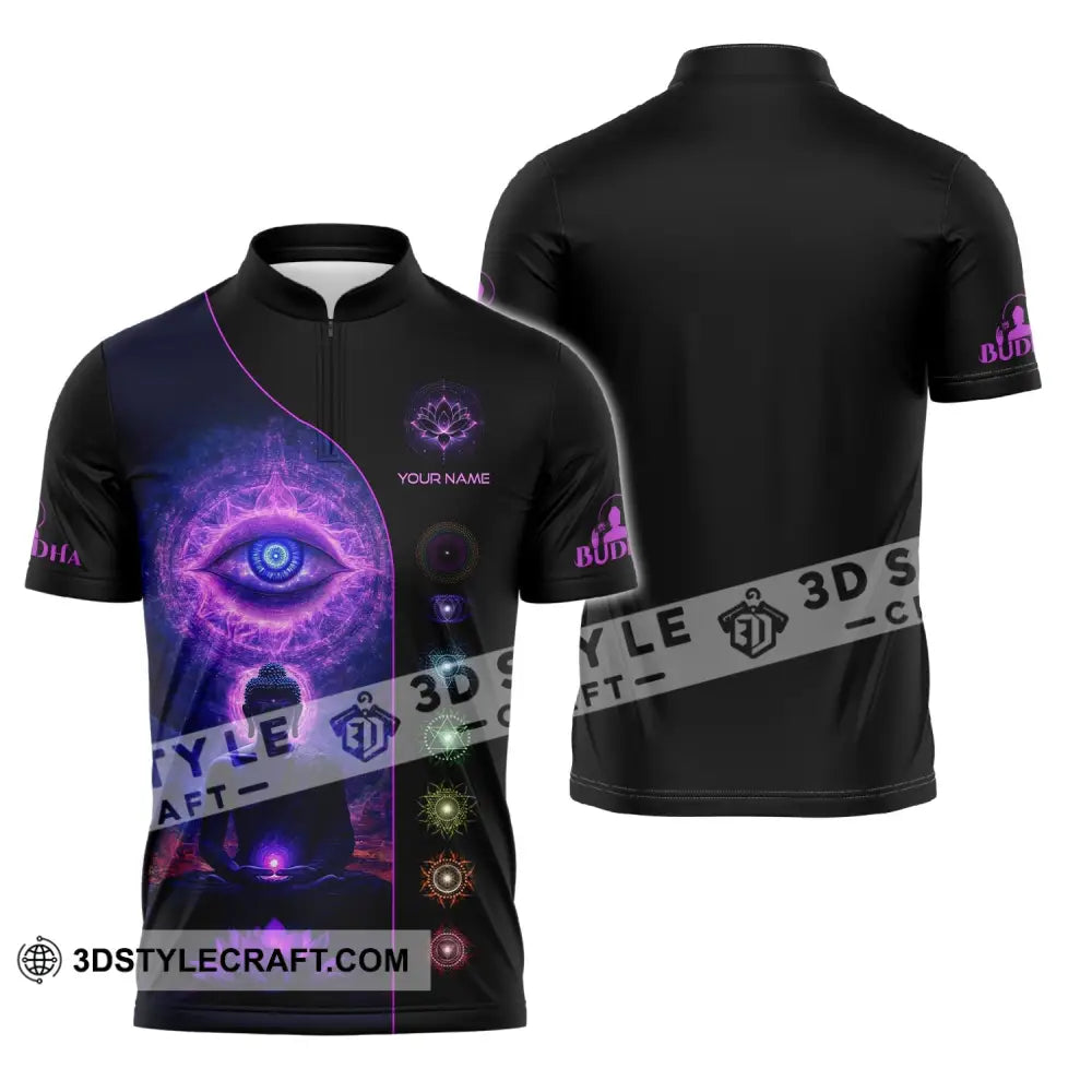 Unisex Shirt - Custom Text Shirt Buddha Zipper Polo Shirt / S T-shirt