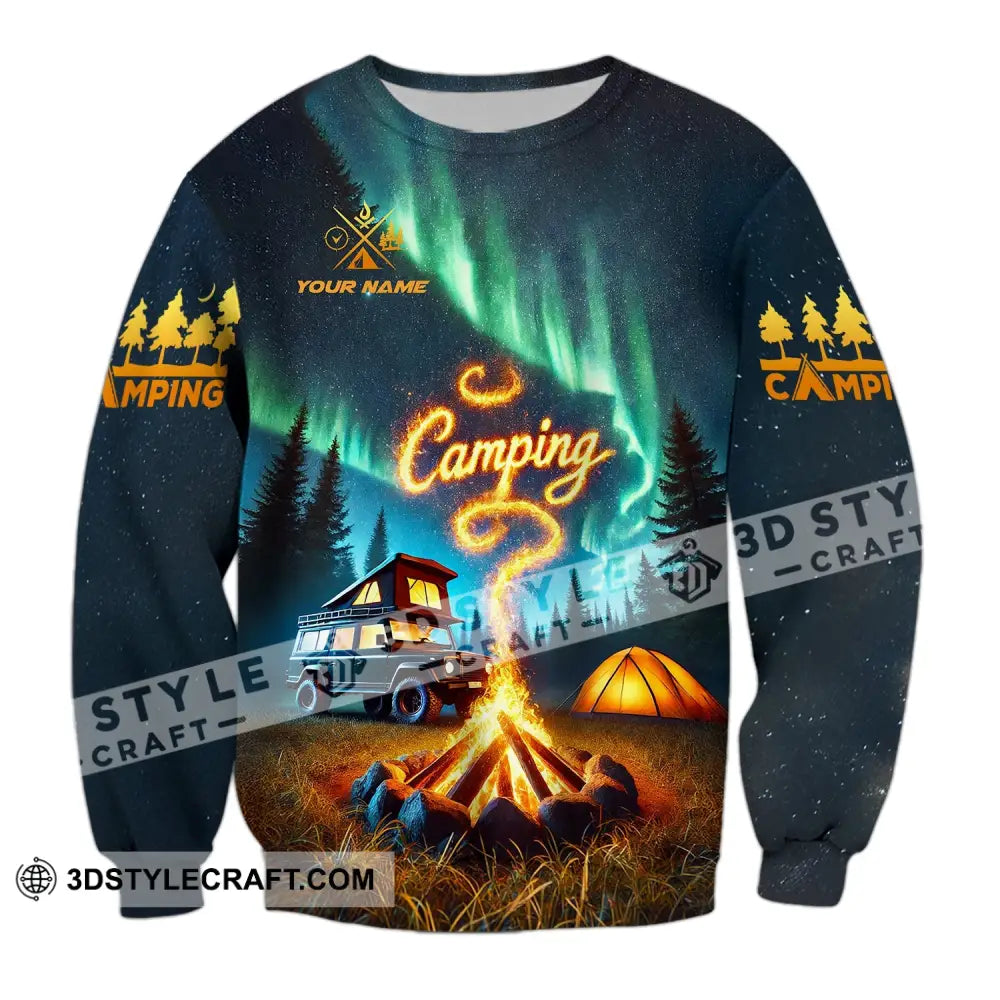 Unisex Shirt - Custom Text Camping Long Sleeve / S T-Shirt