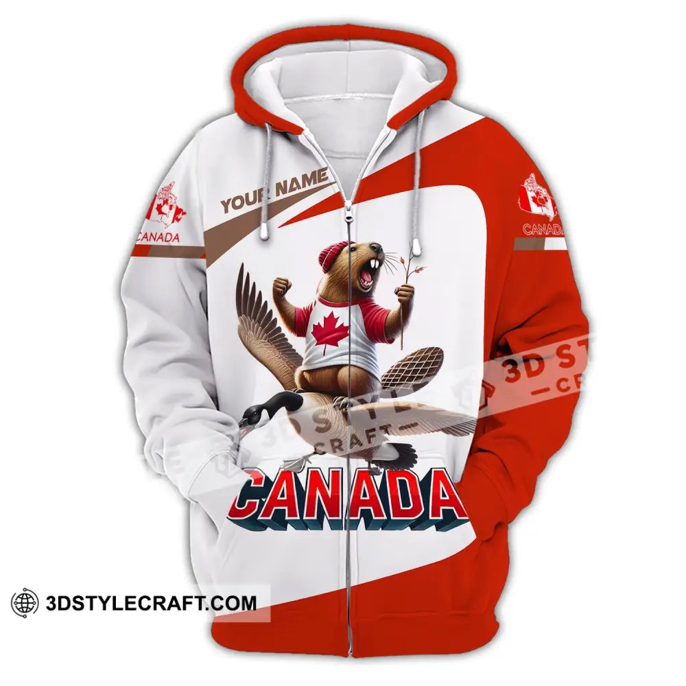 Unisex Shirt - Custom Text Canada Zipper Hoodie / S T-Shirt