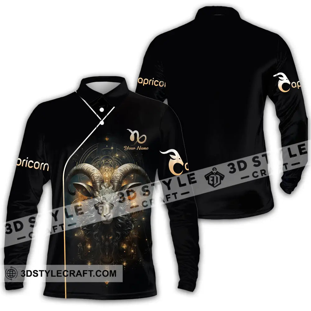Unisex Shirt - Custom Text Capricorn Long Sleeve Polo / S T-Shirt