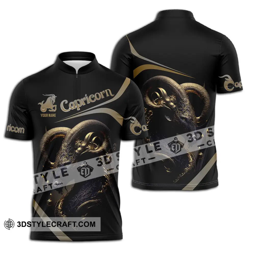 Unisex Shirt - Custom Text Capricorn Zipper Polo / S T-Shirt