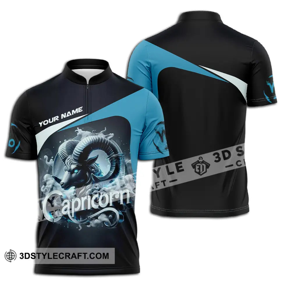 Unisex Shirt - Custom Text Shirt Capricorn Zipper Polo Shirt / S T-shirt