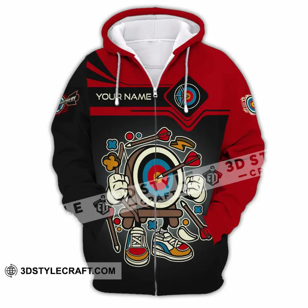 Unisex Shirt - Custom Text Cartoon Archery Zipper Hoodie / S T-Shirt