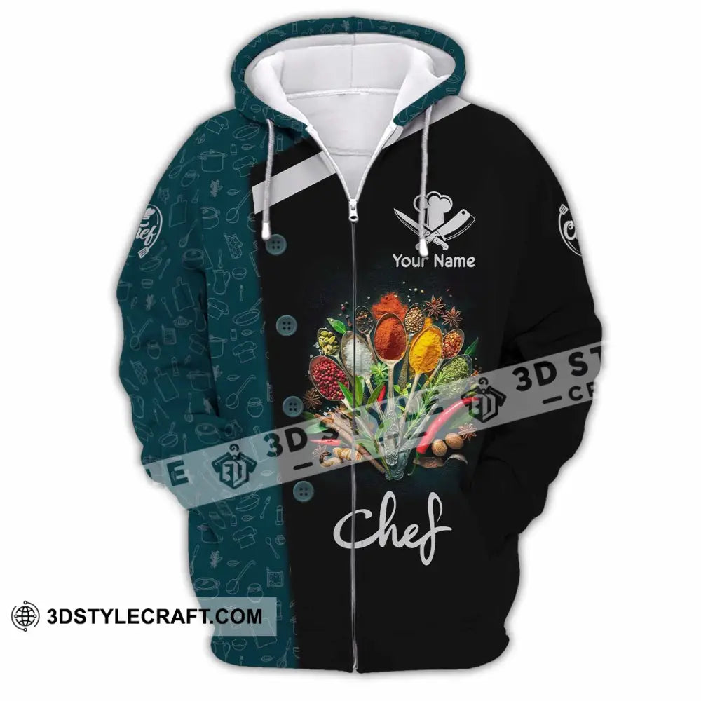 Unisex Shirt - Custom Text Shirt Chef Shirt Zipper Hoodie / S T-shirt