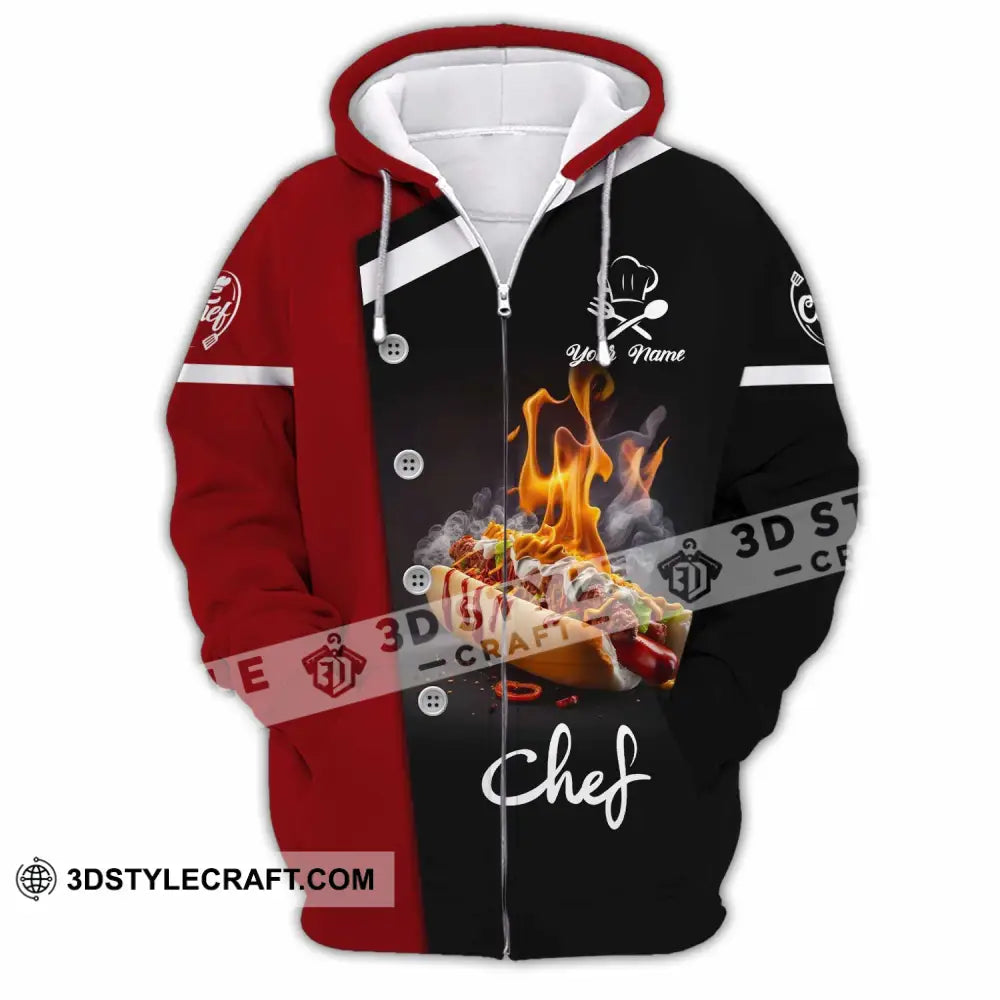 Unisex Shirt - Custom Text Shirt Chef Shirt Zipper Hoodie / S T-shirt