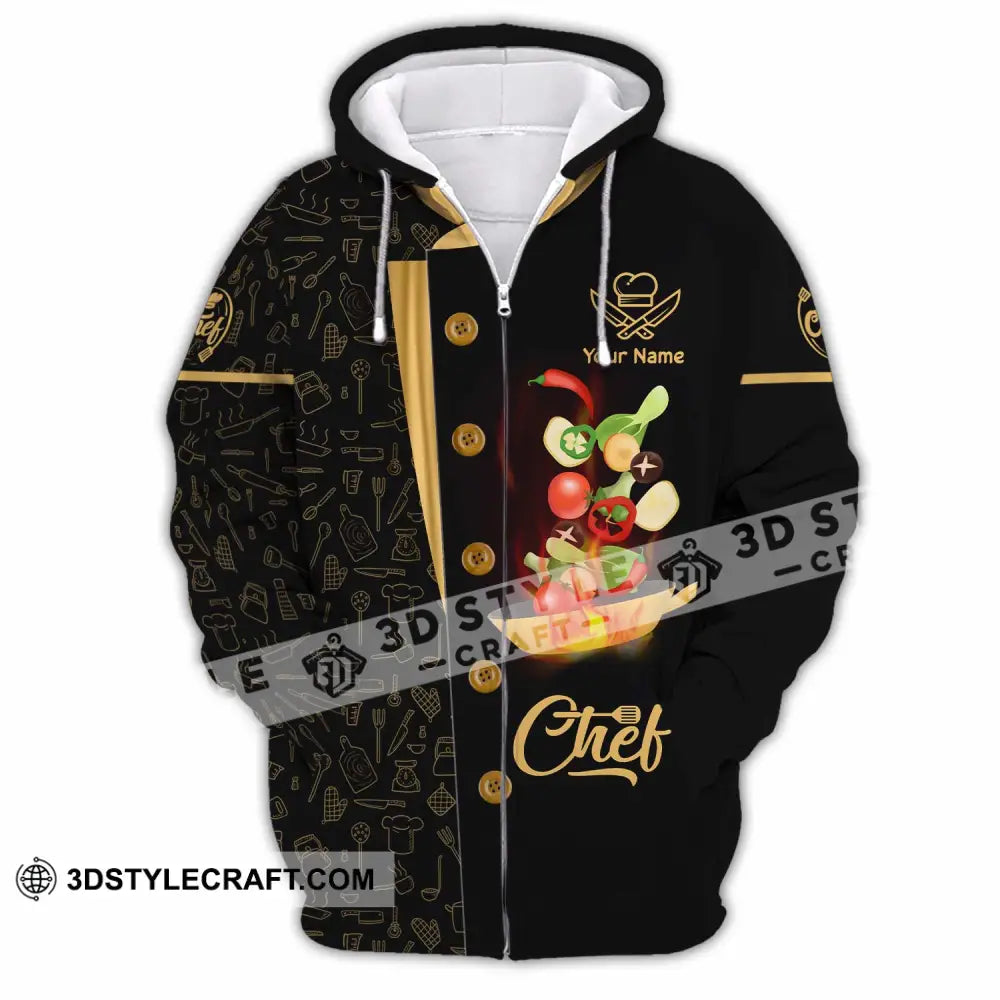Unisex Shirt - Custom Text Shirt Chef Shirt Zipper Hoodie / S T-shirt