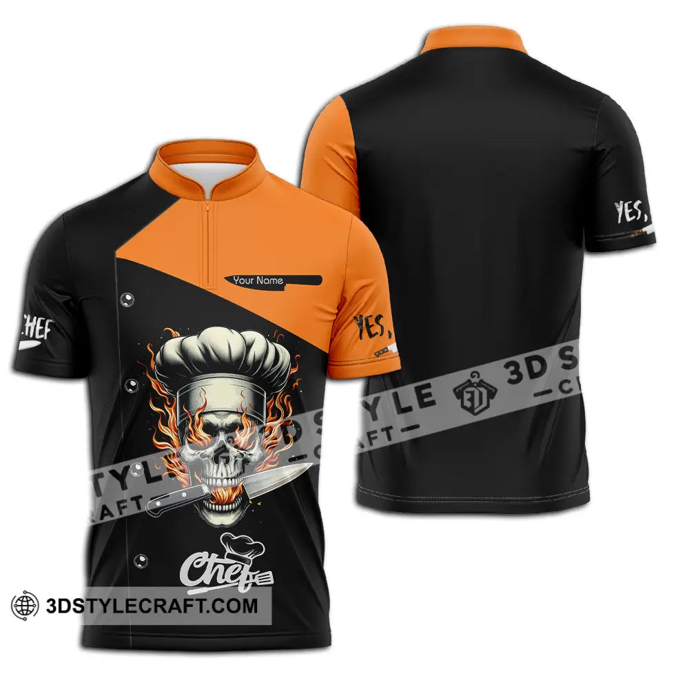Unisex Shirt - Custom Text Chef Zipper Polo / S T-Shirt
