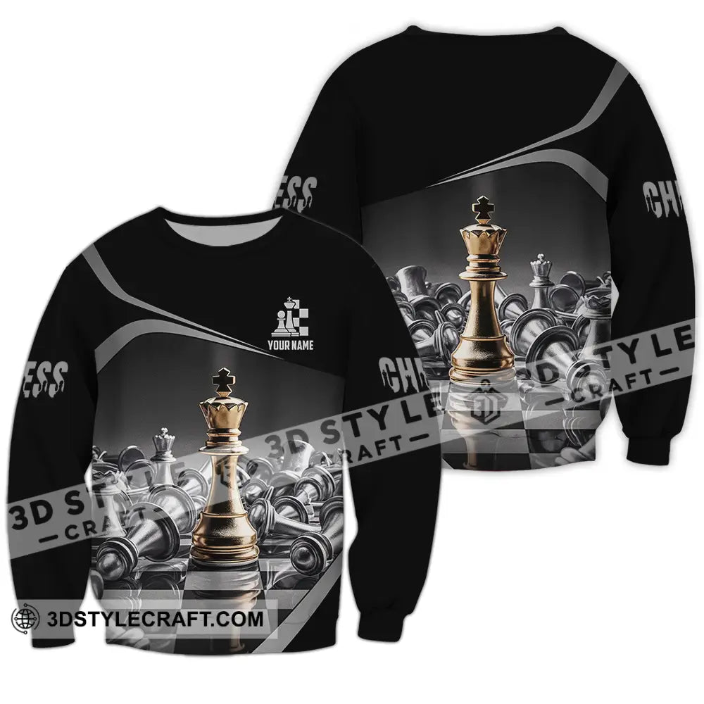 Unisex Shirt - Custom Text Chess Long Sleeve / S T-Shirt
