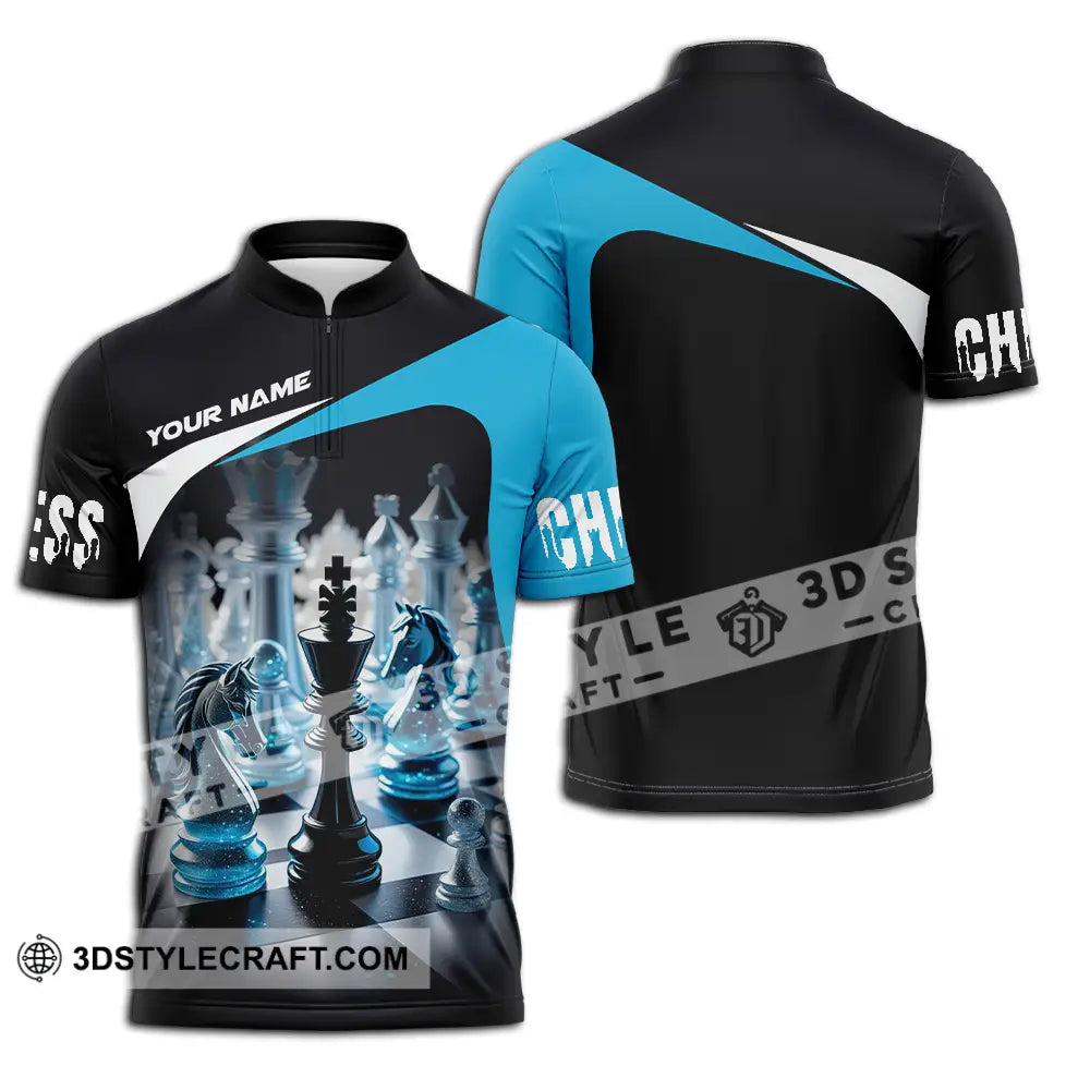 Unisex Shirt - Custom Text Chess Zipper Polo / S T-Shirt