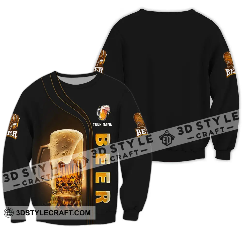 Unisex Shirt - Custom Text Shirt Chill With Beer Long Sleeve / S T-shirt