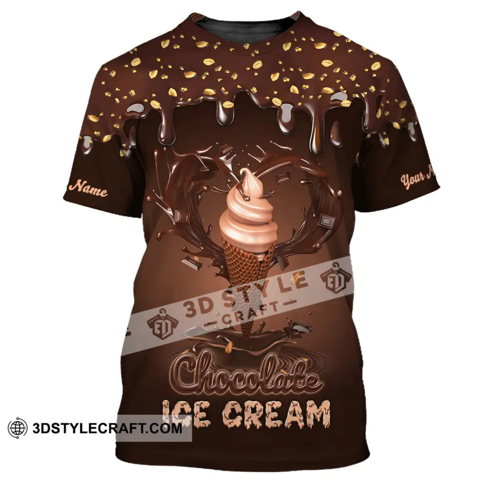 Unisex Shirt - Custom Text Chocolate Ice Cream T-Shirt / S T-Shirt