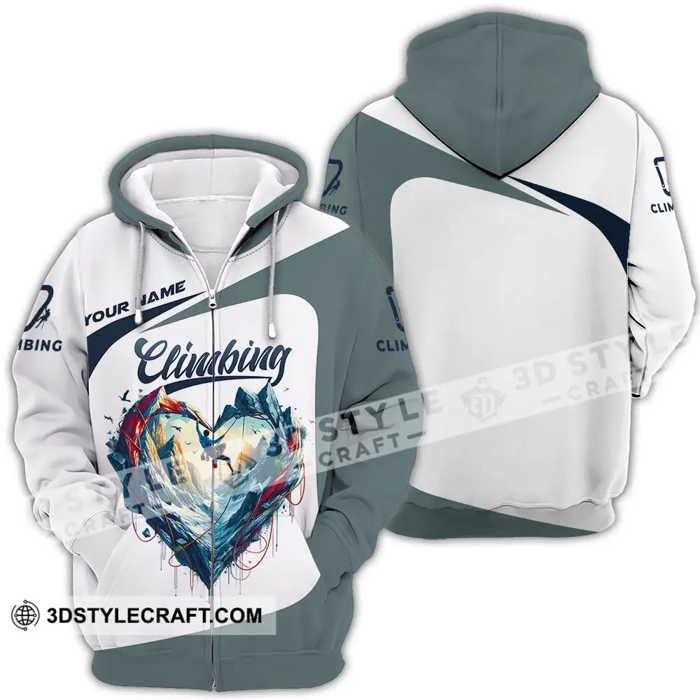 Unisex Shirt - Custom Text Climbing Heart Zipper Hoodie / S T-Shirt