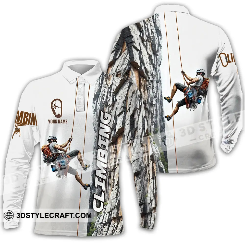 Unisex Shirt - Custom Text Climbing Long Sleeve Polo / S T-Shirt