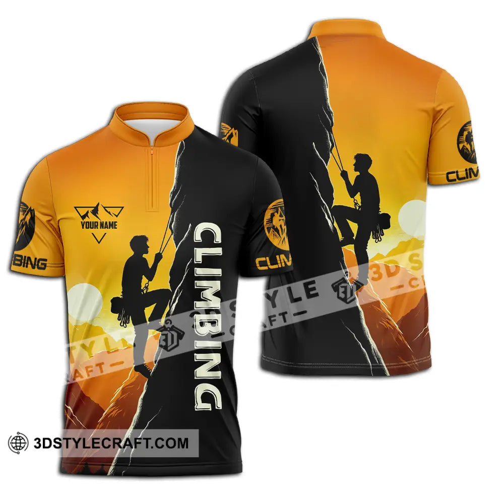 Unisex Shirt - Custom Text Climbing Zipper Polo / S T-Shirt