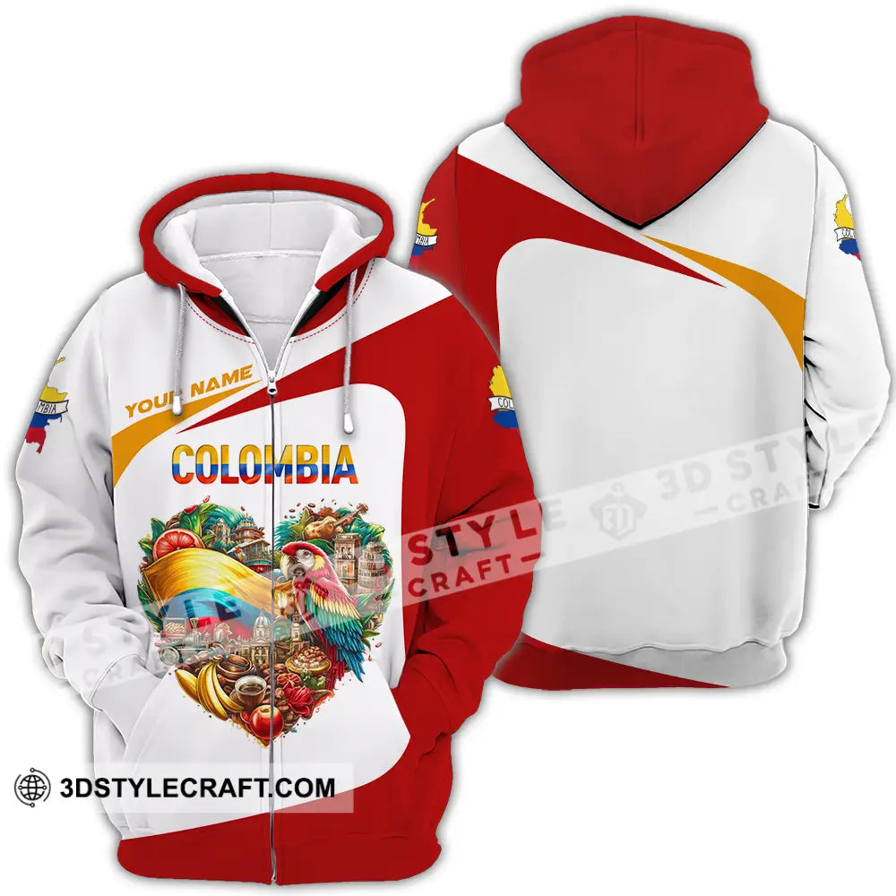 Unisex Shirt - Custom Text Colombia Zipper Hoodie / S T-Shirt