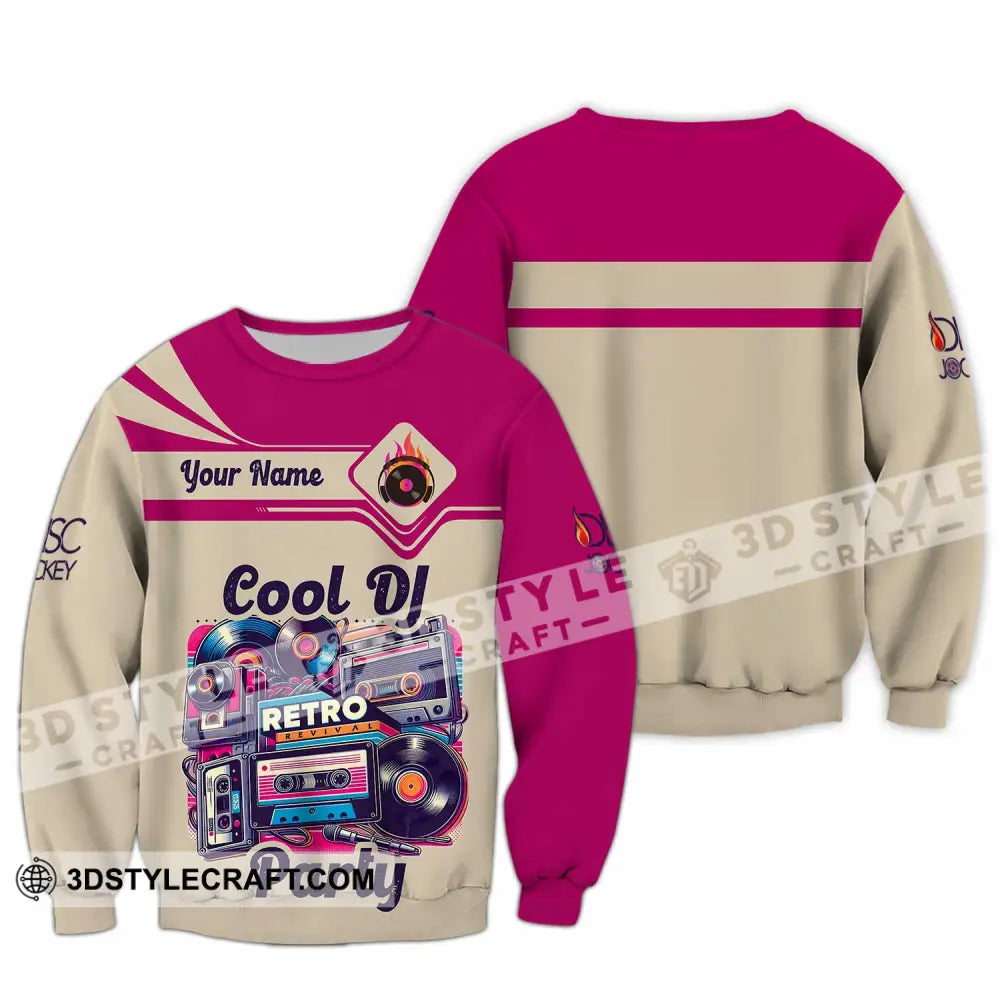 Unisex Shirt - Custom Text Shirt Cool DJ Retro Party Shirt Long Sleeve / S T-shirt