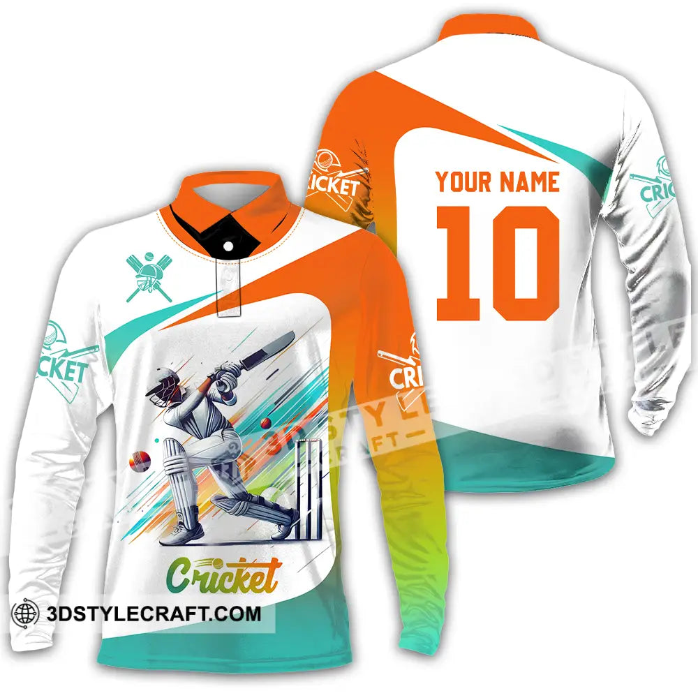 Unisex Shirt - Custom Text Shirt Cricket Shirt Long Sleeve Polo / S T-shirt