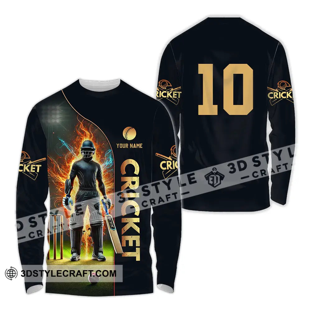 Unisex Shirt - Custom Text Shirt Cricket Shirt Long Sleeve Shirt / S T-shirt