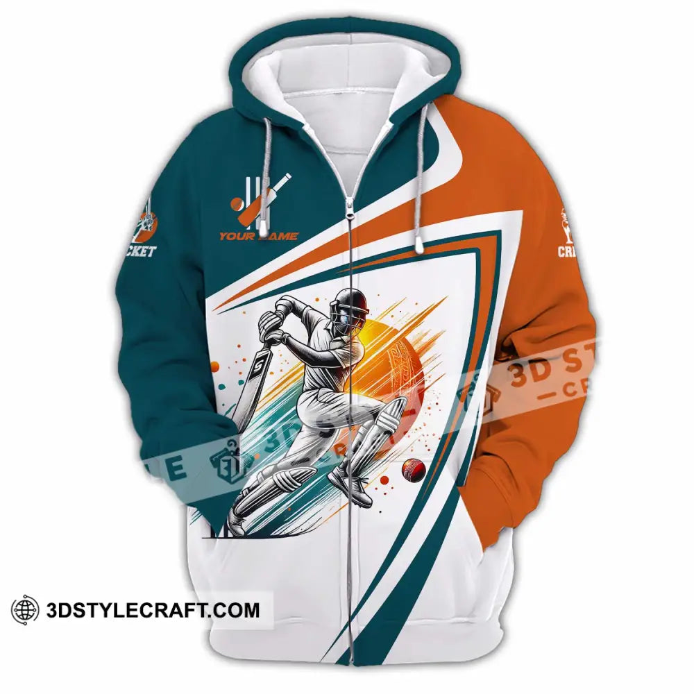 Unisex Shirt - Custom Text Cricket Shirt Zipper Hoodie / S T-shirt