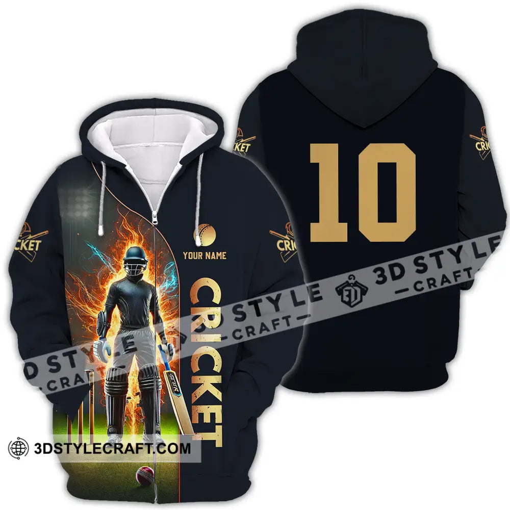 Unisex Shirt - Custom Text Shirt Cricket Shirt Zipper Hoodie / S T-shirt