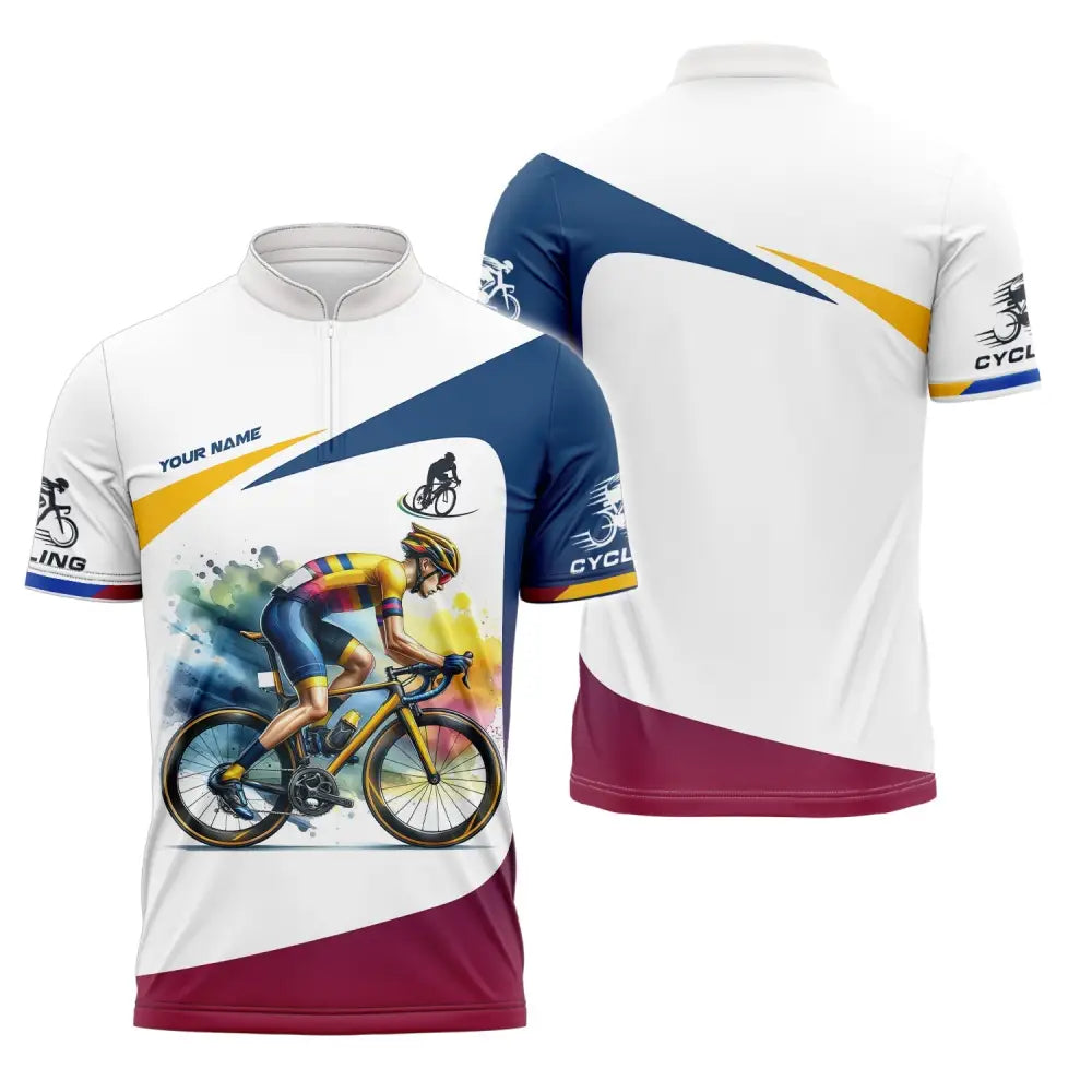 Unisex Shirt - Custom Text Cycling Zipper Polo / S T-Shirt