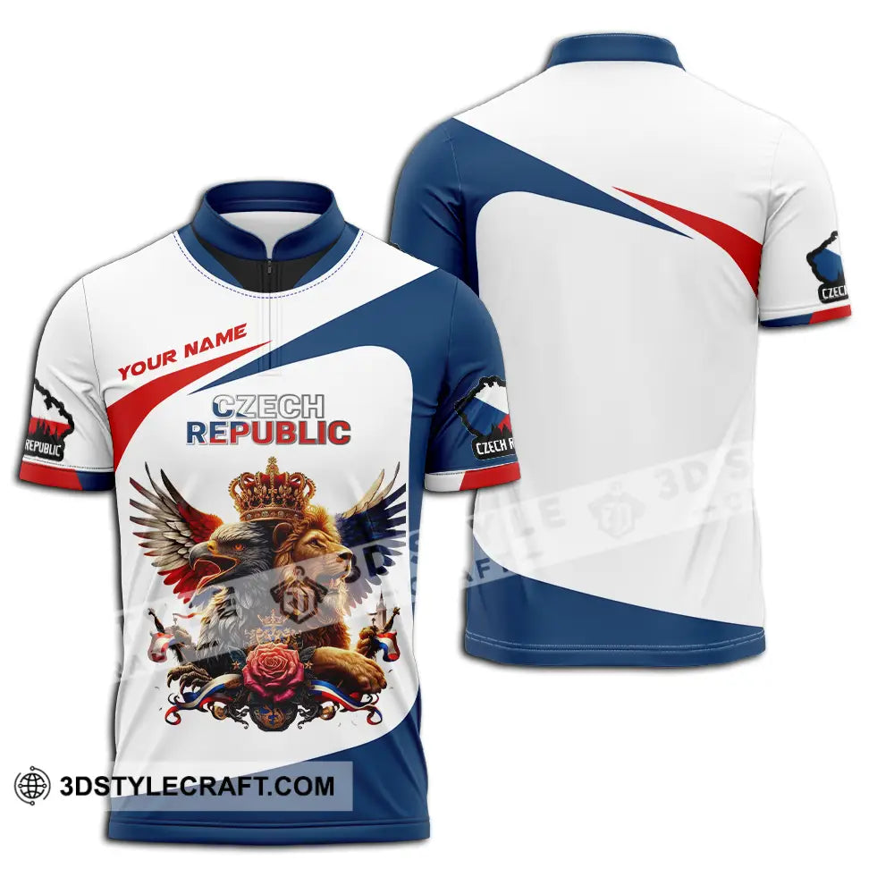Unisex Shirt - Custom Text Czech Republic Zipper Polo / S T-Shirt