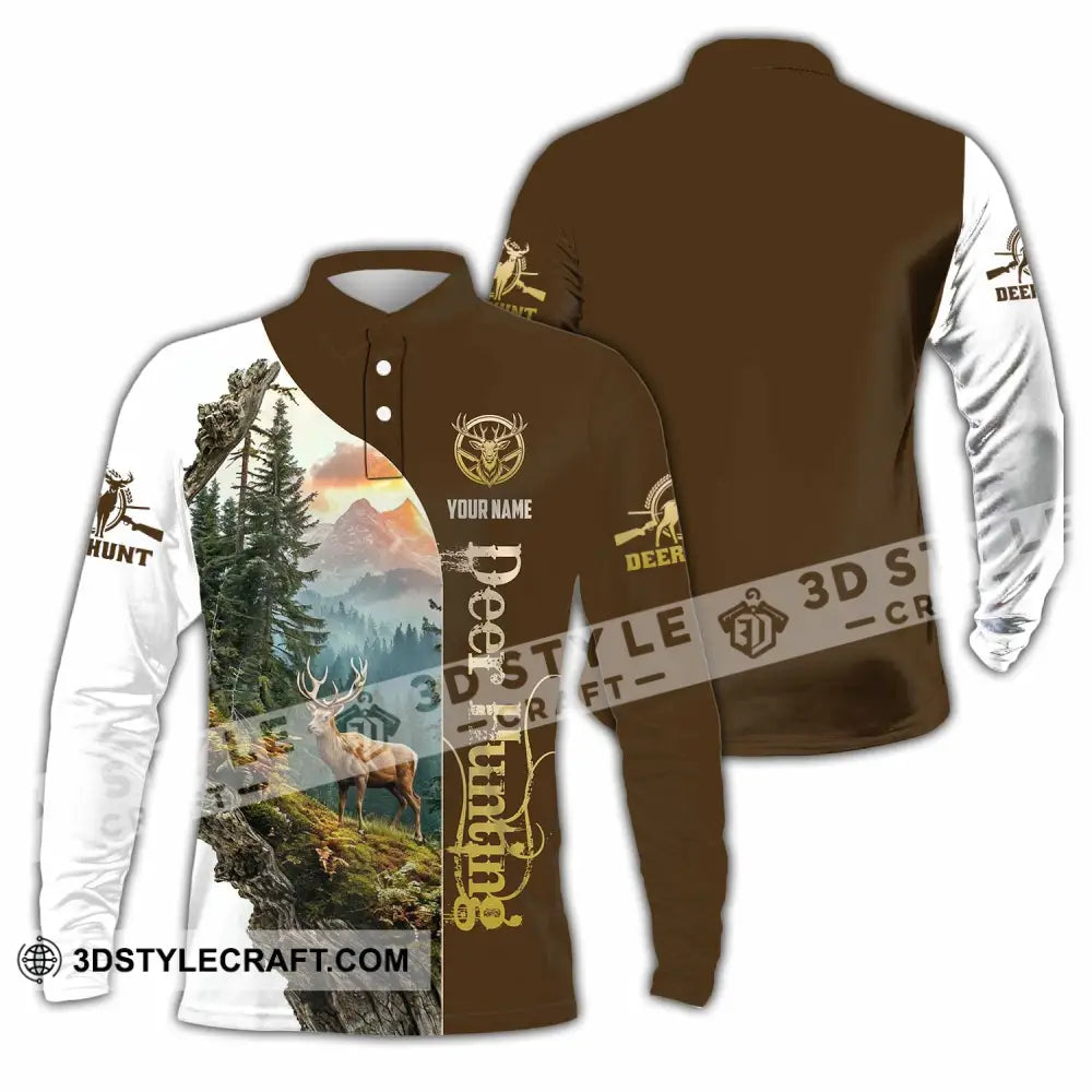 Unisex Shirt - Custom Text Shirt Deer Hunting Long Sleeve Polo / S T-shirt
